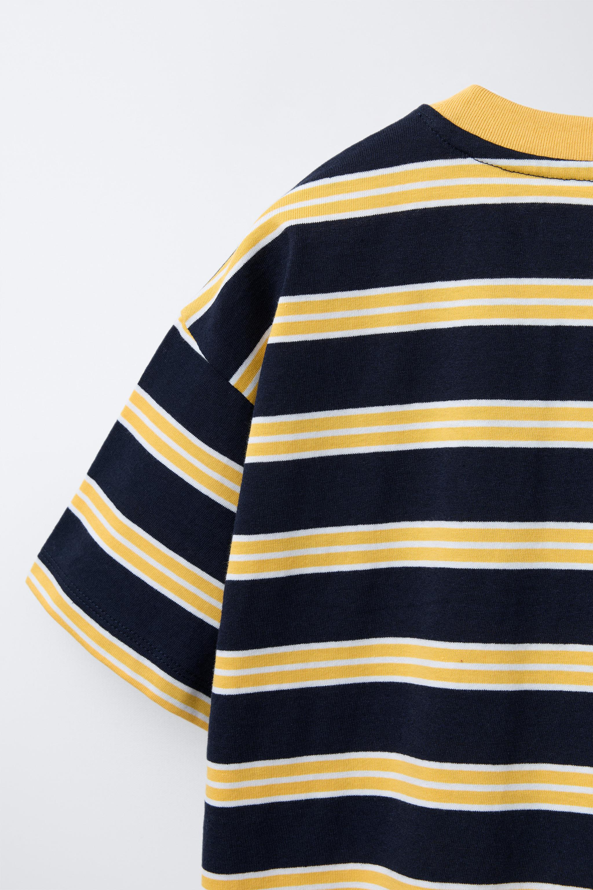 EMBROIDERED TEXT STRIPED T-SHIRT